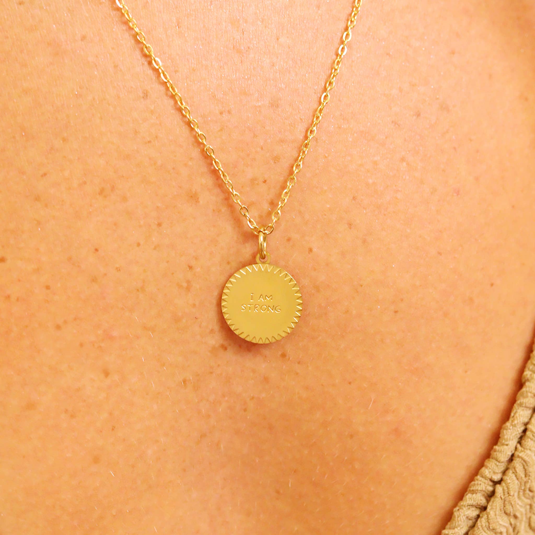 WJW - Wholesale Individual Charm/Pendant - 18K Gold PVD Stainless Steel "I Am Strong" Charm4