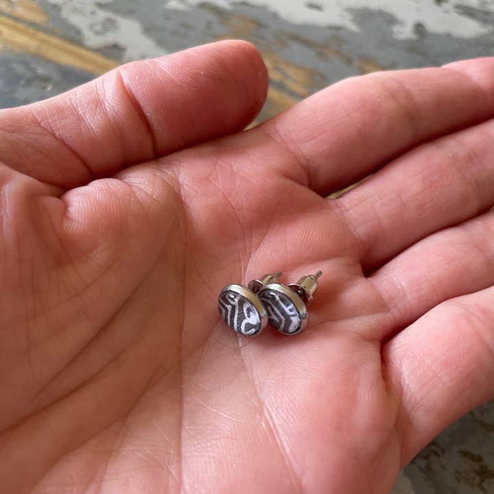 made by Q - Wholesale Stud/Post Earrings - Security Envelope Pattern Earrings3