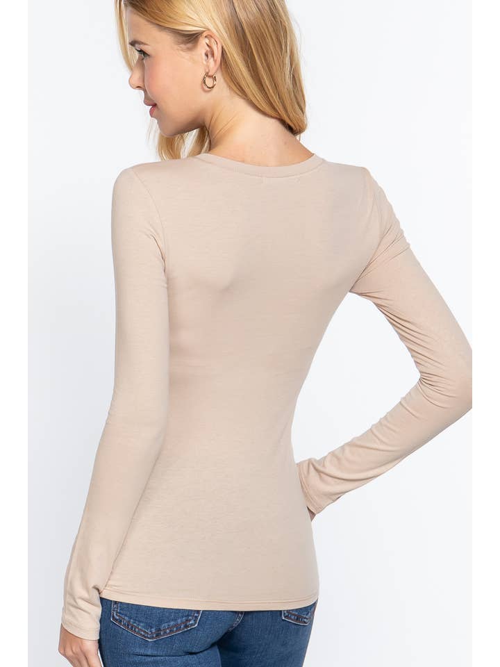 Active Basic | Active USA - Wholesale Knit Top - Women's - Long Sleeve Crew Neck Cotton Spandex Jersey Top2