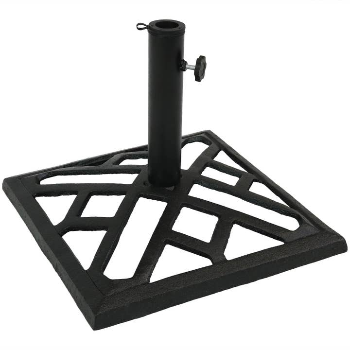 Sunnydaze Decor - Wholesale Patio Umbrella - Sunnydaze Modern Geometric Cast Iron Patio Umbrella Base