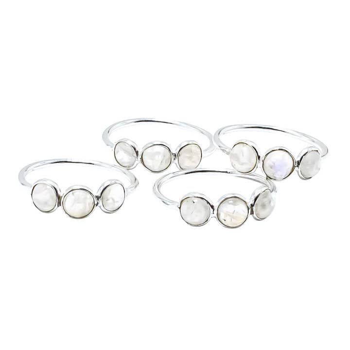 Quasar Gems USA - Wholesale Multi-Stone Ring - Rainbow Moonstone Gemstone Ring Sterling Silver