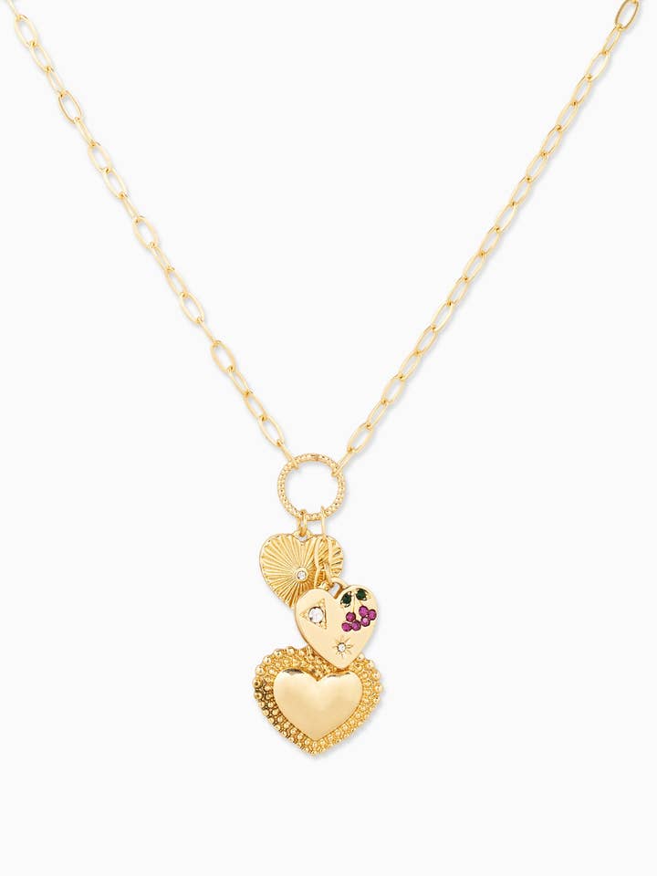 Dainty Triple Heart Charm Ring Pendant Necklace for wholesale by Sessori