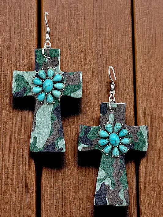 MIX PRINT KRUIS BLOEMEN JUWEEL ACCENT HANGENDE OORBELLEN voor wholesale door Andrea Bijoux