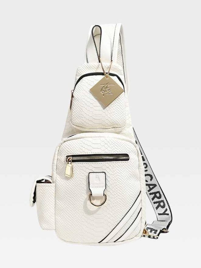 Apollo 1 Tear Drop Crossbody Bag in White for wholesale by Tote&Carry