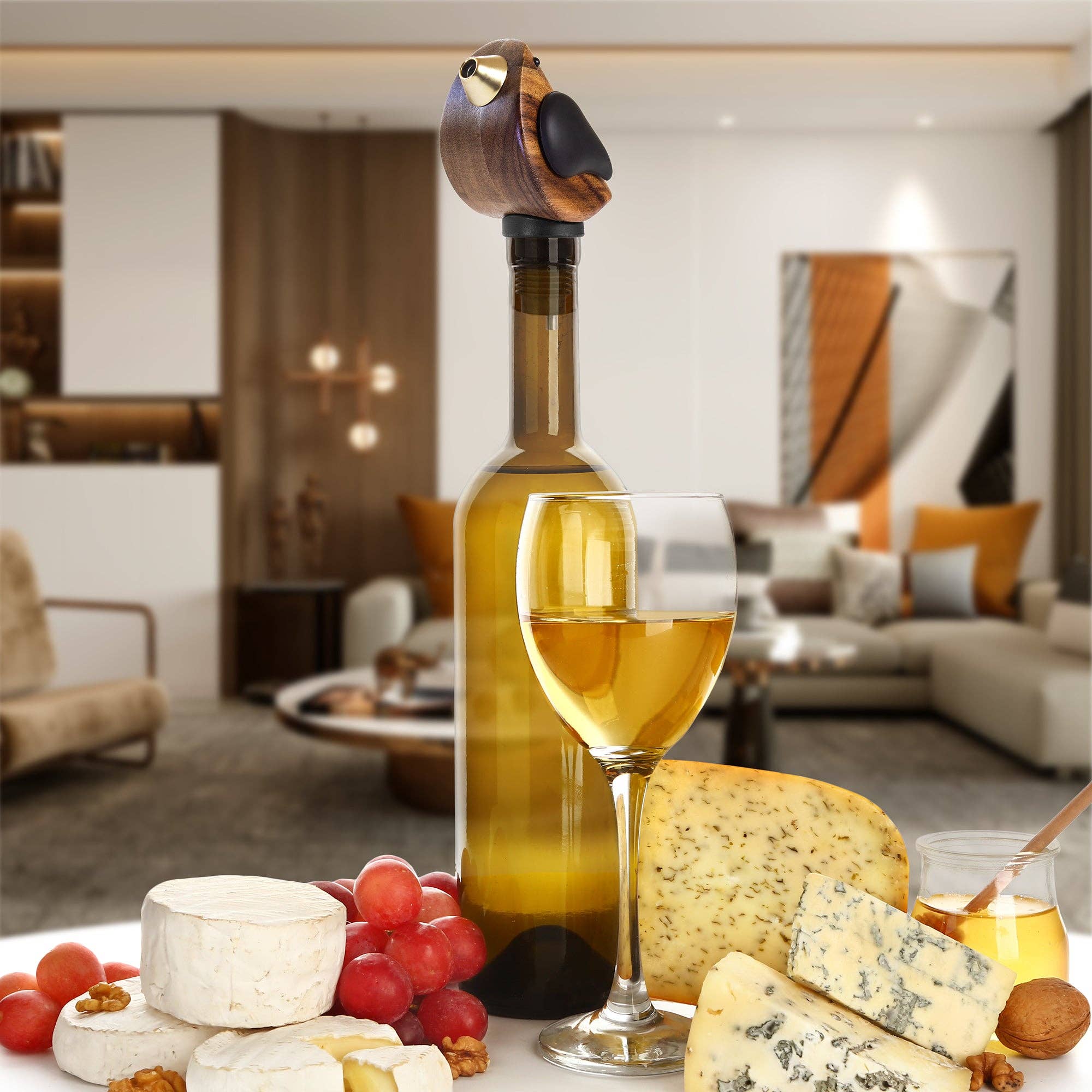 Totally Bamboo – Rolha de vinho por atacado – Songbird Specialties® "Cantor" Vertedor de Garrafas de Vinho, Preto3