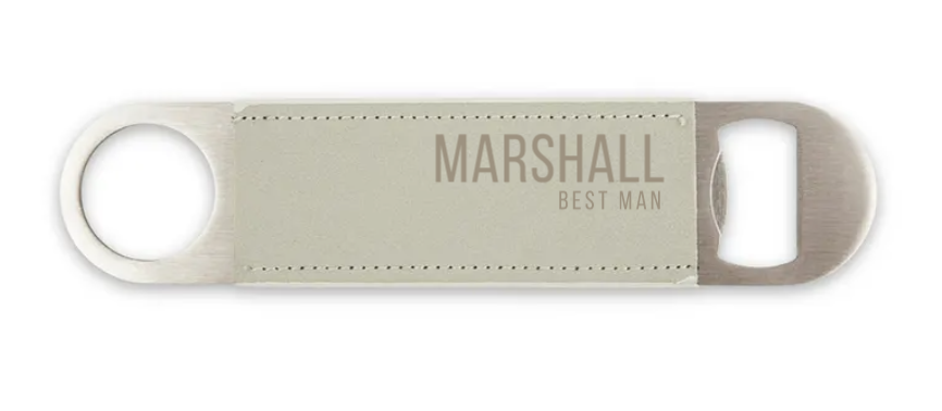 Weddingstar Inc. - Wholesale Fles/wijnopener - Met leer omwikkelde flesopener met barblad - aangepaste tekst0