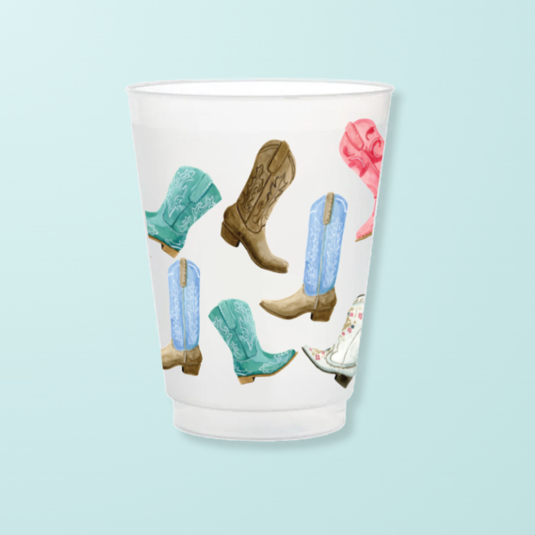Taylor Paladino - Wholesale Disposable Cup - Colorful Cowboy Boots Frosted Cups1