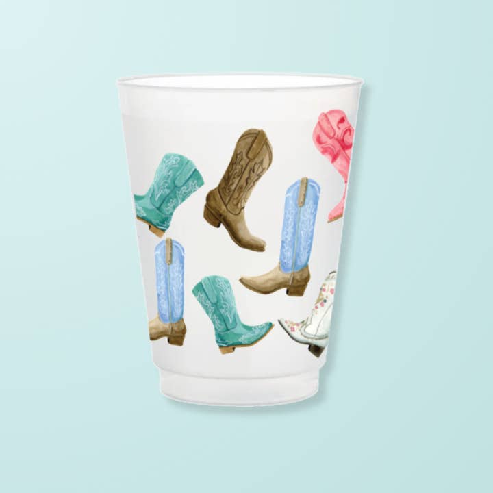Taylor Paladino - Wholesale Disposable Cup - Colorful Cowboy Boots Frosted Cups1