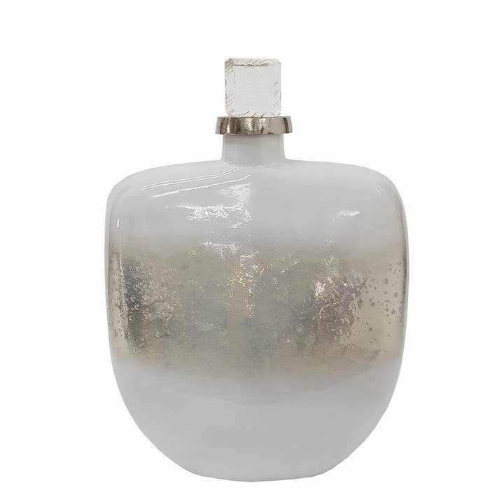 A&B Home Group Inc. - Wholesale Decorative Tabletop Object - 11.5x5.5x15.5" Silver Glass Lidded Bottle w/ Clear Stopper4