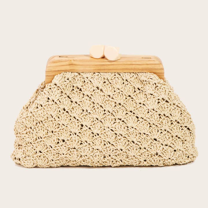 Pochette à cadre en bois tressé en paille pour la vente par Anarchy Street
