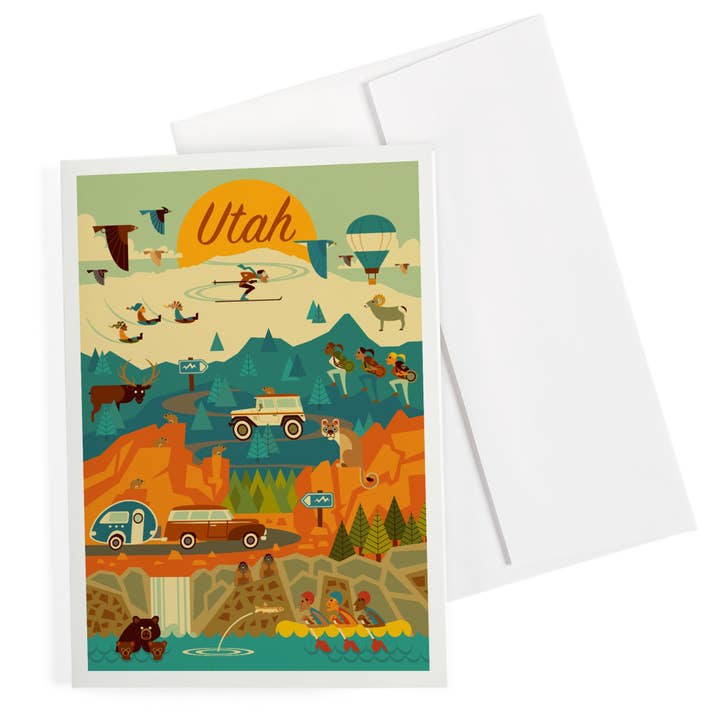 TARJETA DE FELICITACIÓN Utah, Montaña, Geométrico para venta al por mayor de Lantern Press