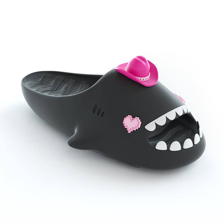 Olá Chinelos Tubarões Pro Boneco Pixel Coração Olhos Tubarão Slides Sandálias por atacado de HelloSlippers