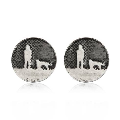 NIGHT'S SKY DOG STUD EARRINGS, OXIDISED STERLING SILVER for wholesale by Charlotte Lowe