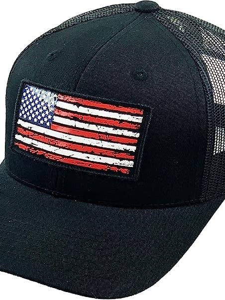 Mesh Baseball Cap - Tactical Flag Red/White/Blue (Black) for wholesale by Funky Junque
