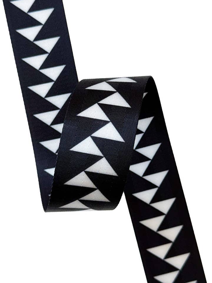 Black & White Flying Geese - 2in Handle Webbing 12 yard roll for wholesale by Sassafras Lane Designs