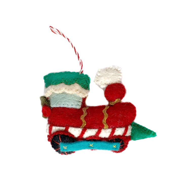 Ornaments 4 Orphans - Wholesale Ornament - Red Steam Train Felt Wool Christmas Ornament1