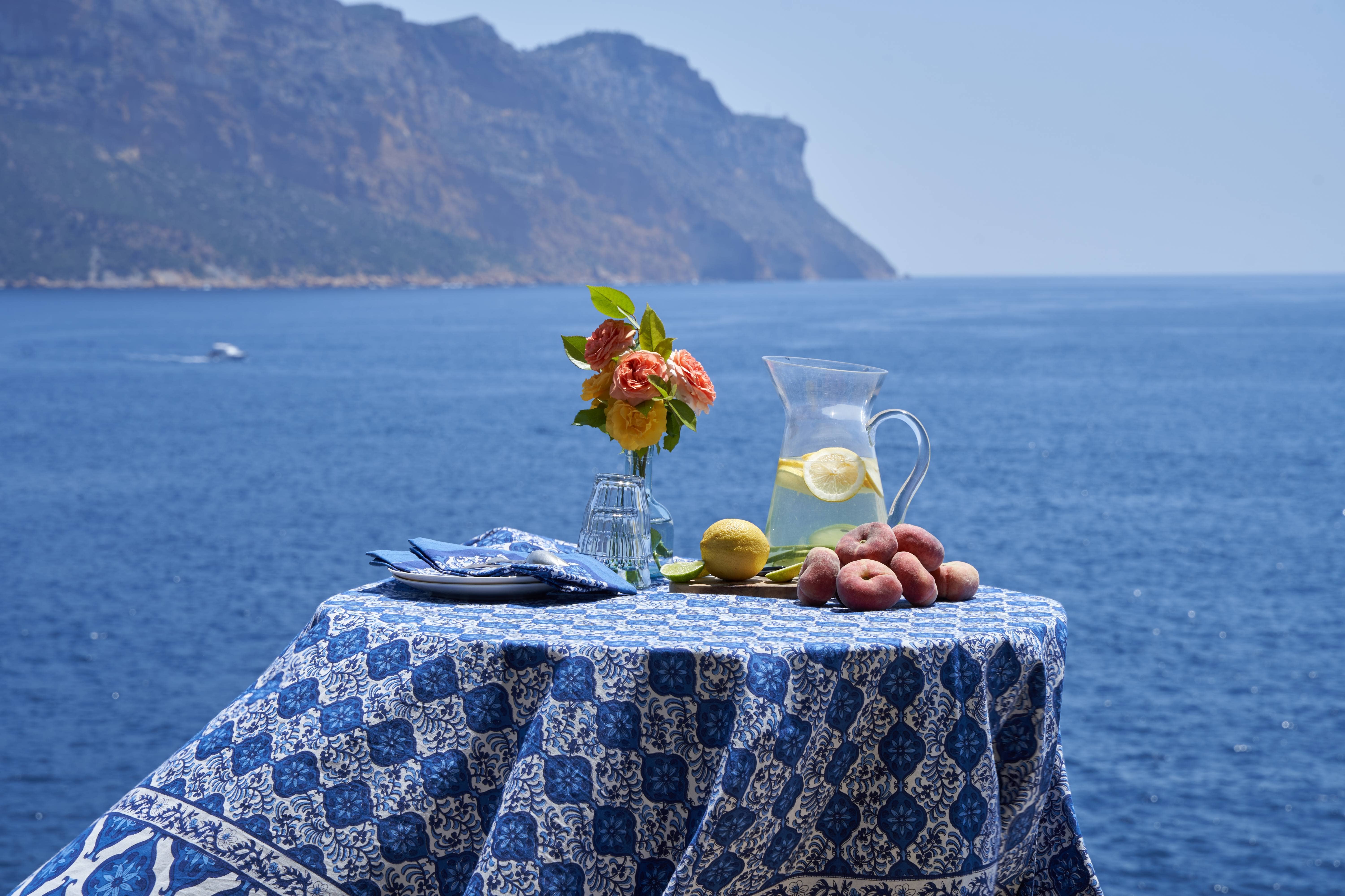 Caravan Home - Wholesale Tablecloth - Azulejo Blue Tablecloth7