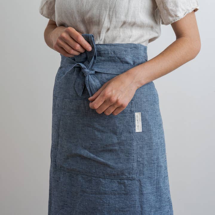 confetti mill - Wholesale Apron - Half Linen Apron - Navy