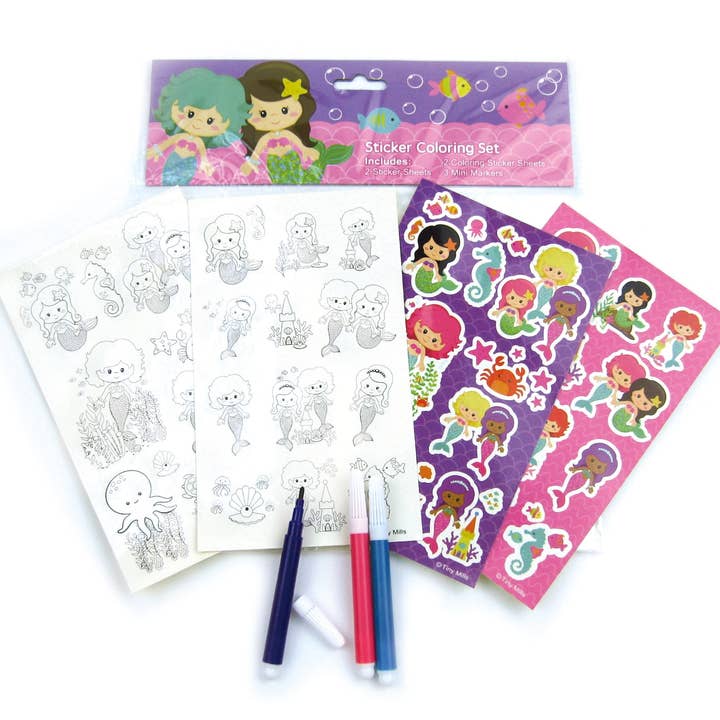 Juego de pegatinas de color con rotuladores de sirena, 12 unidades para venta al por mayor de Tiny Mills