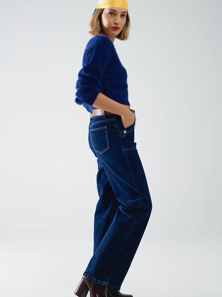 Blu soffice maglione corto in blu marino aderente in vita in vendita all'ingrosso su Faire