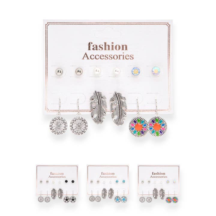 Lot de 6 paires de boucles d'oreilles bohèmes pour la vente par LA Jewelry Plaza
