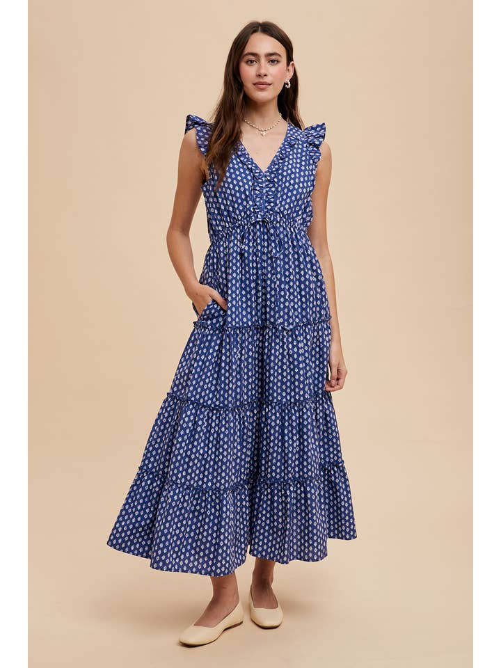 In Loom - Wholesale Dress - Women's - RUFFLED RESORT PRINT MAXI DRESS