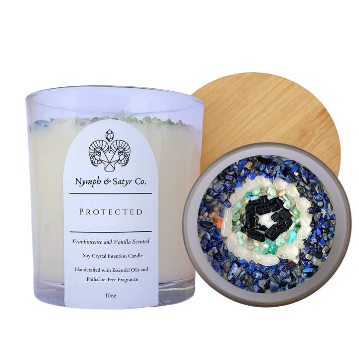 Protected • 10oz Soy Crystal Candle (Clear Glass) for wholesale by Nymph & Satyr Co.