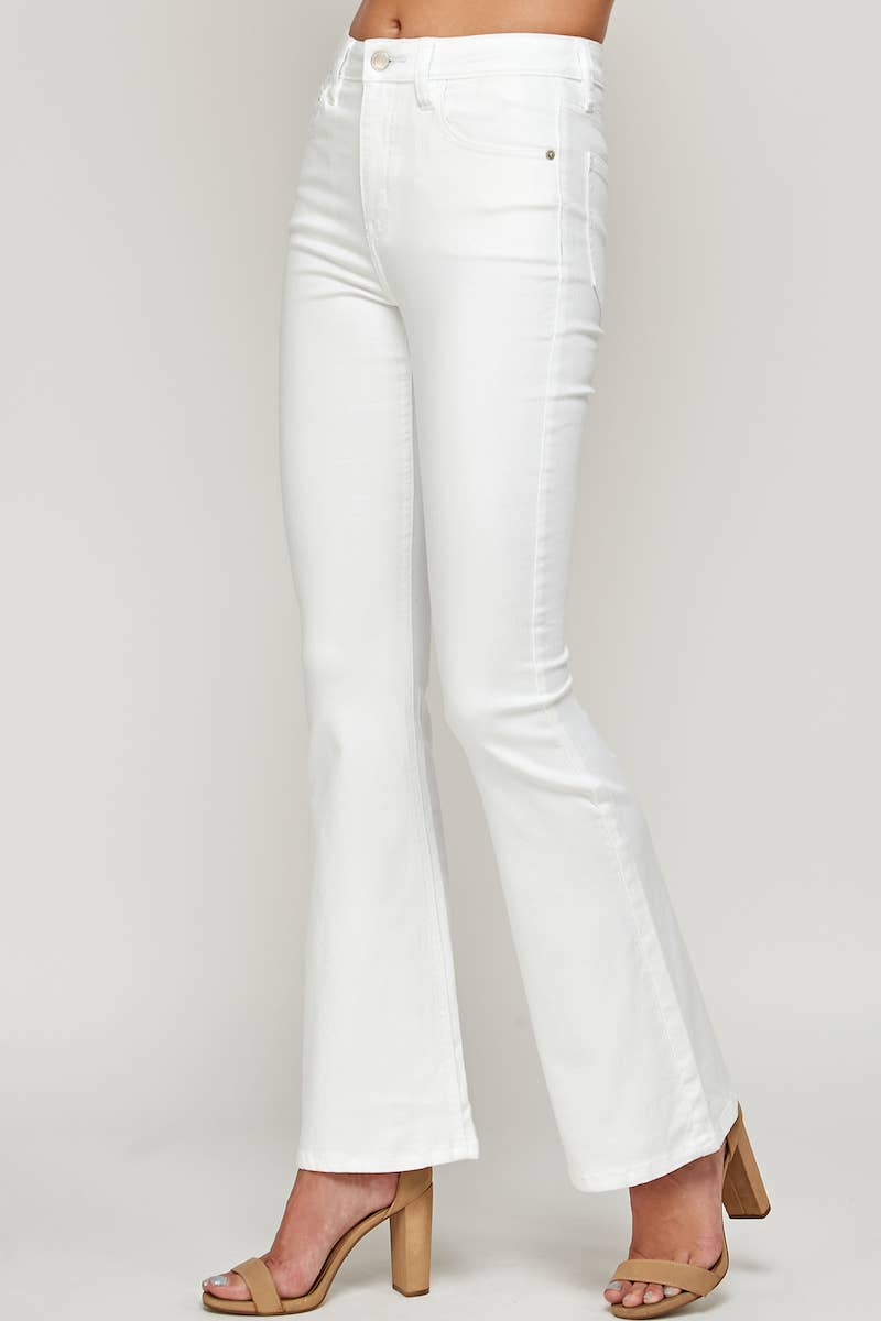 Weiss I1320HF - Weiß - High Rise Flare Jeans für den Großhandel auf Faire3