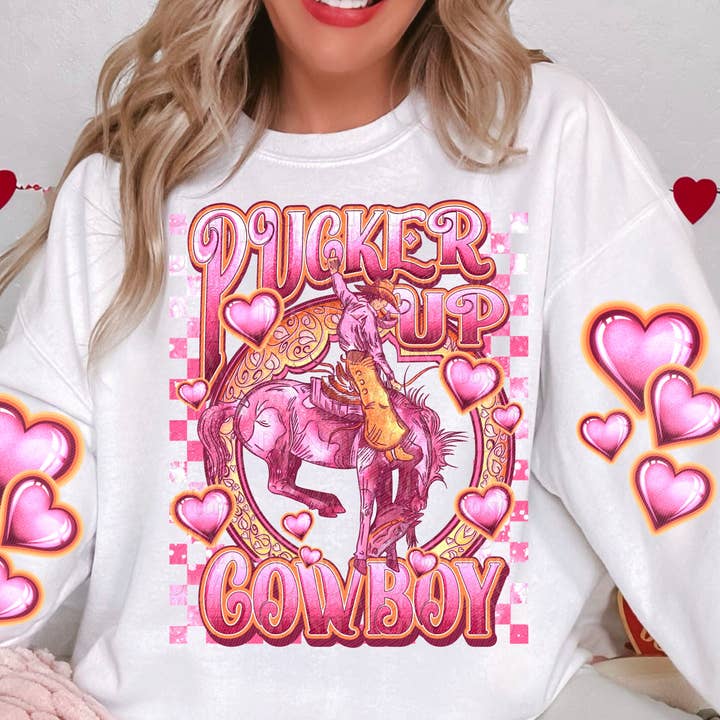 Trasferimento DTF Pucker Up Cowboy per la vendita all'ingrosso da parte di K and M Designs