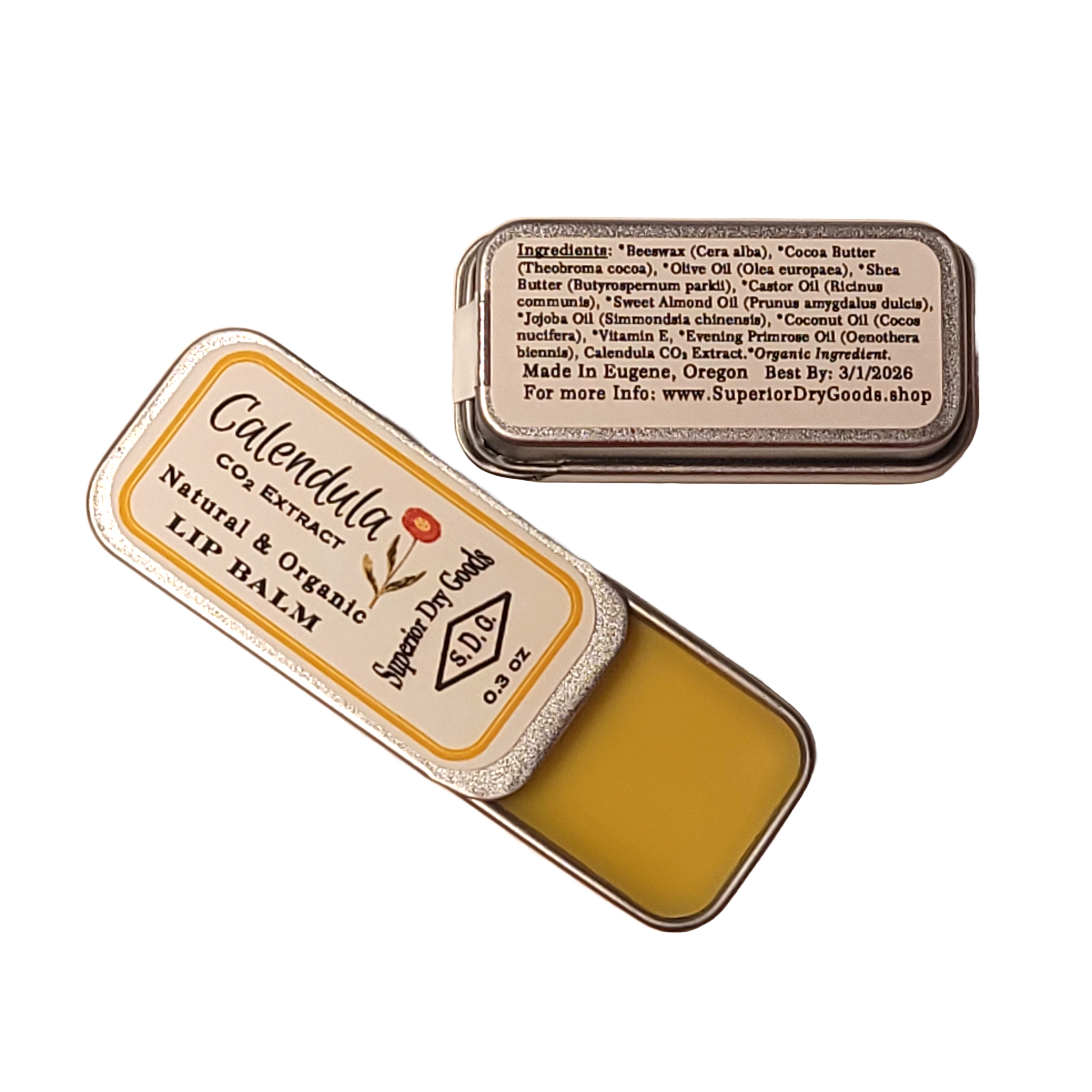 Superior Dry Goods - Wholesale Lip Balm - Calendula Lip Balm | Aluminum Slider | Natural & Organic1