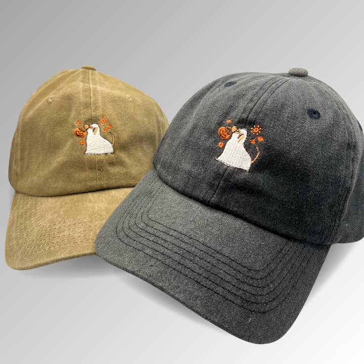Ghost Dog Hat / Just Treats Please Hat / Halloween Embroidered Hat for wholesale by Cactus & Cedar
