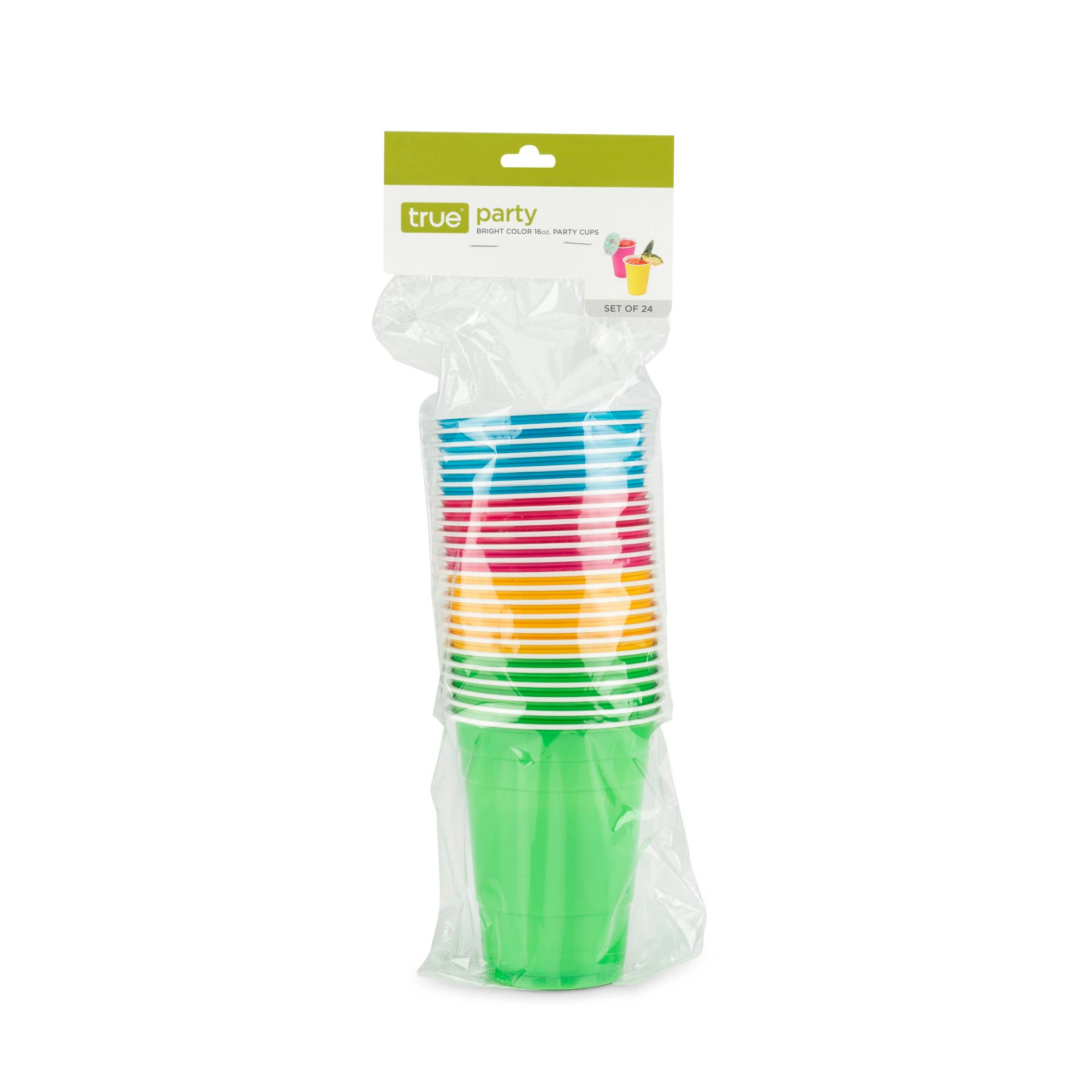 Multicolor Party 16 oz Plastic Cups in Assorted Neon Set of 24 for wholesale on Faire1