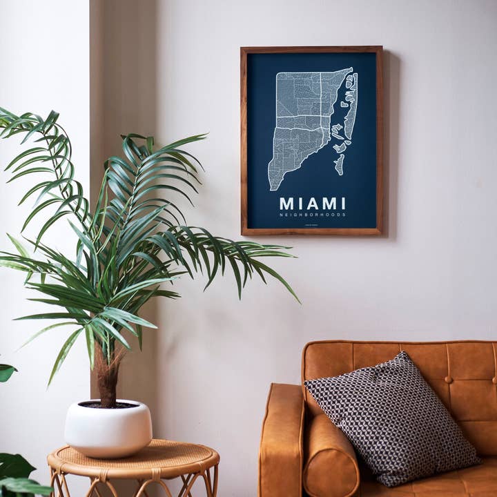 Native Maps – wholesale Poster – Miami, FL Neighborhood City Map Poster
