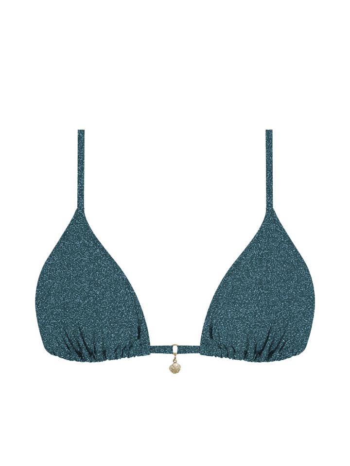 Klassisches Triangel-Bikini-Top - Teal Grün Lurex für den Großhandel von Chlamys Varia by MrMiss Studio