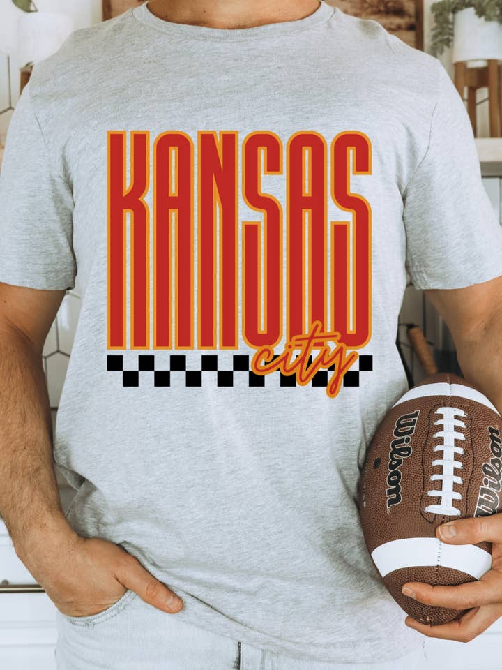 Camiseta estampada de los Kansas City Checkered Chiefs para adultos para venta al por mayor de Uncommon Label