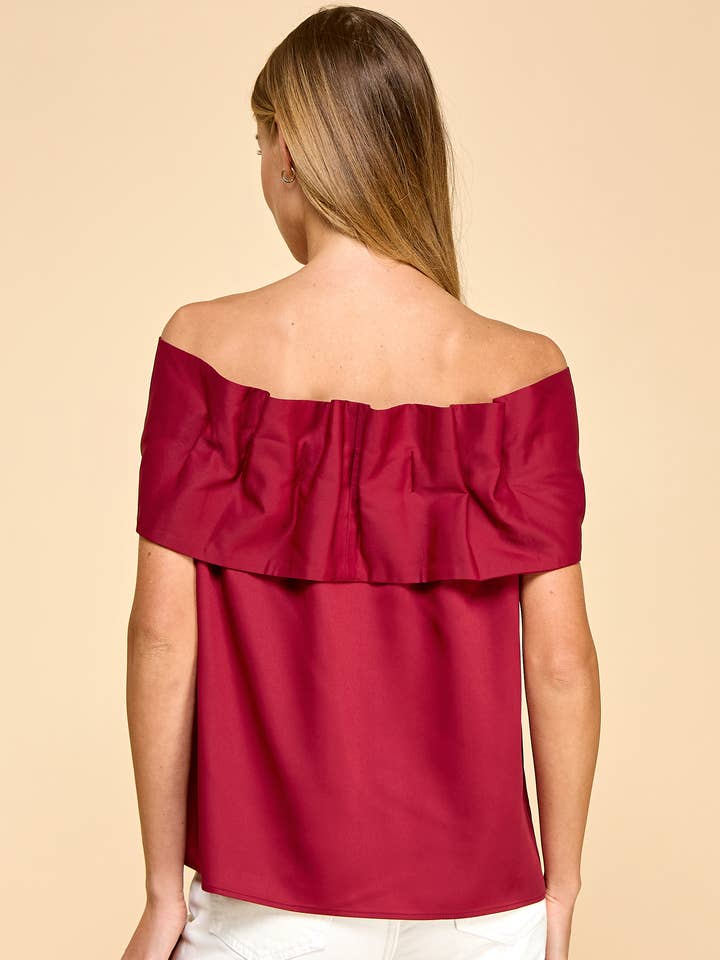 TCEC - Wholesale Blouse - Women's - CT9079-Bow Accented Off The Shoulder Top