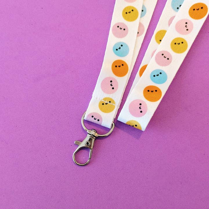 Smiling Face Lanyard for wholesale by Quinn's Pins
