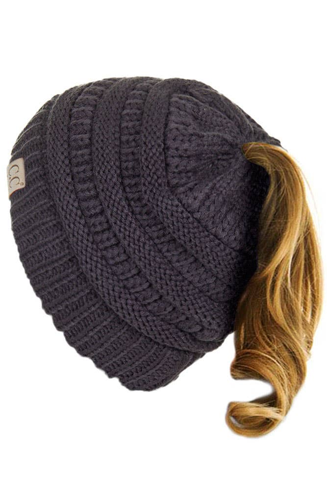 Hana - Wholesale Beanie - Kids - C.C Kids Solid Ponytail Beanie3