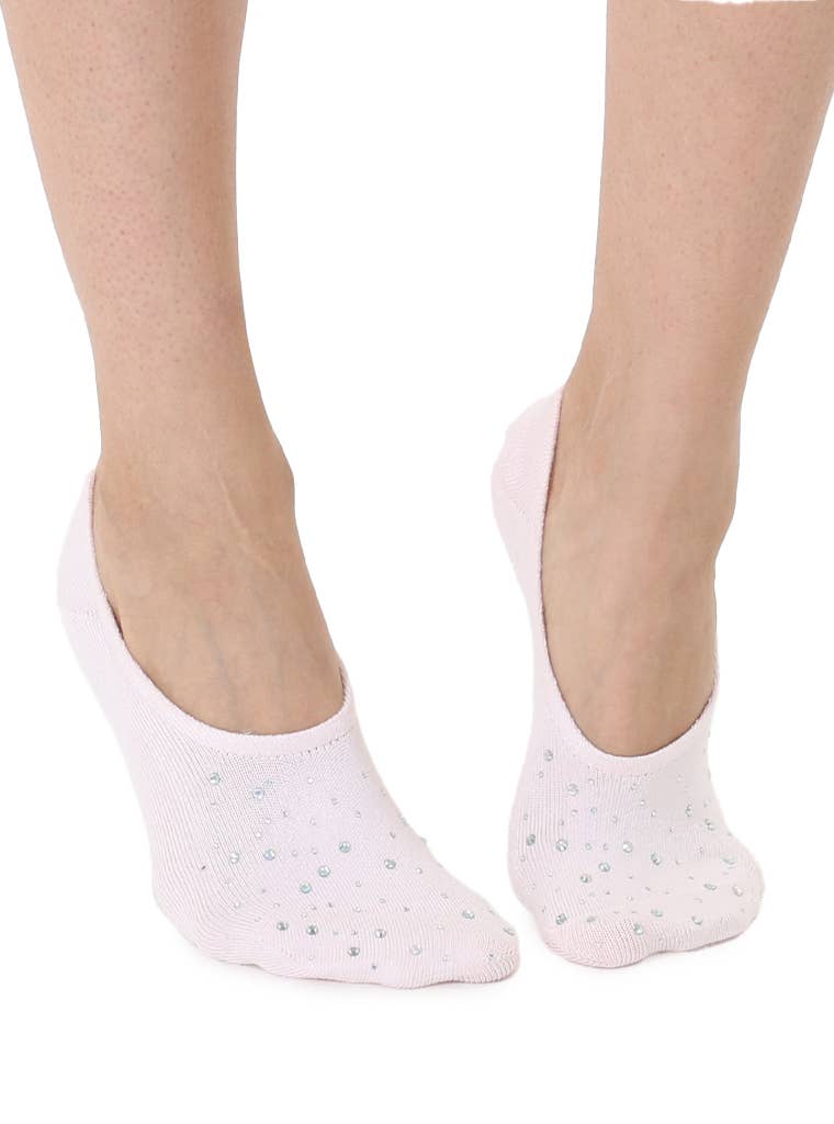 Living Royal - Wholesale Socks - Women's - No-Show Liner Socks w/ Crystal Jewel Embellishments - Pink1