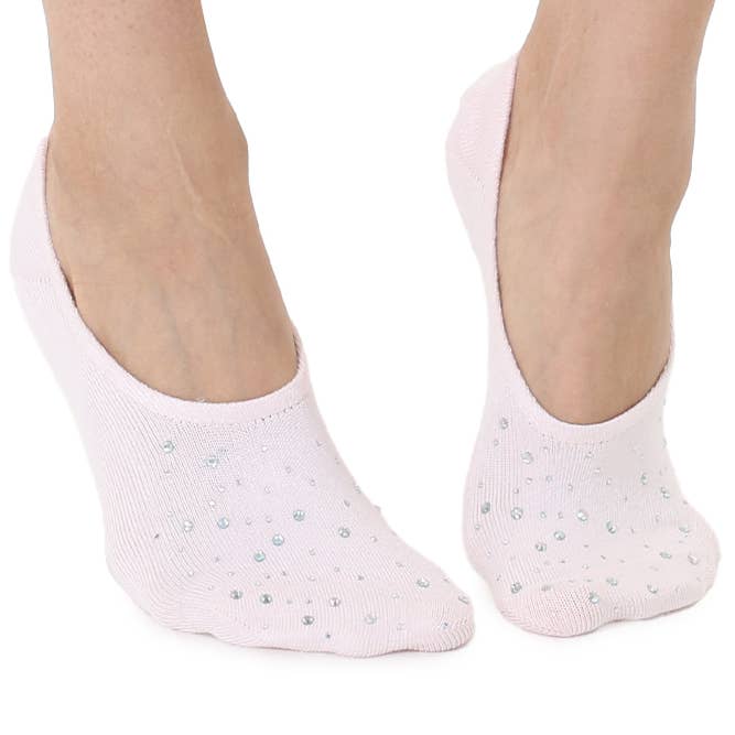 Living Royal - Wholesale Socks - Women's - No-Show Liner Socks w/ Crystal Jewel Embellishments - Pink1