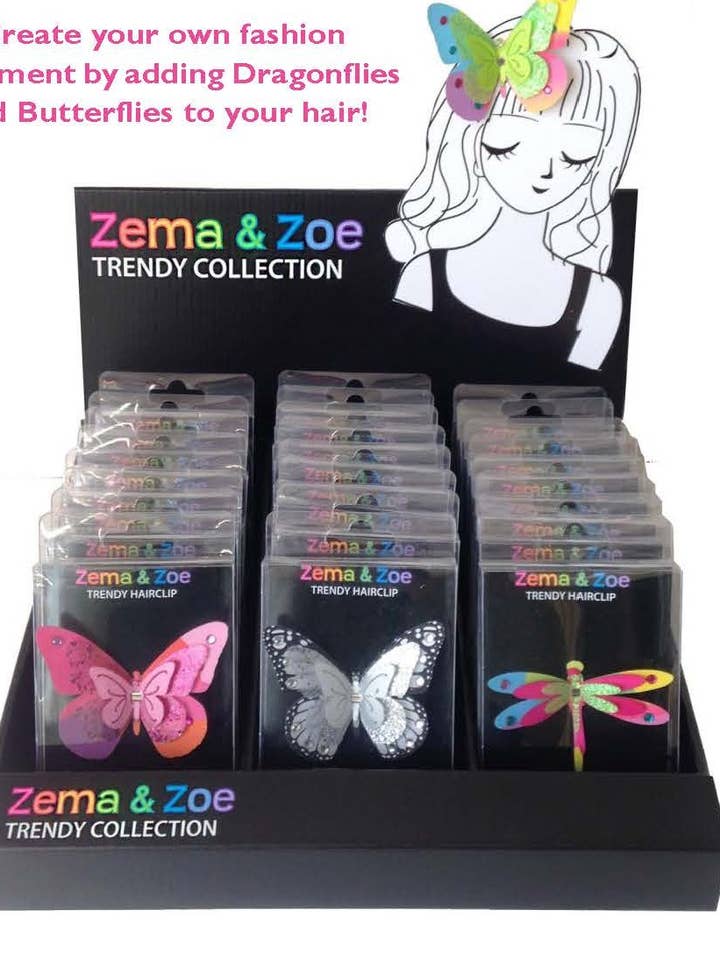 Item# 4160 Butterfly / Dragonfly Zeema & Zoe Hair clip for wholesale by BBToo