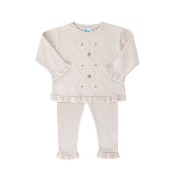 Ecru Baby & Toddler Girls Rosebud Knit Set for wholesale on Faire0