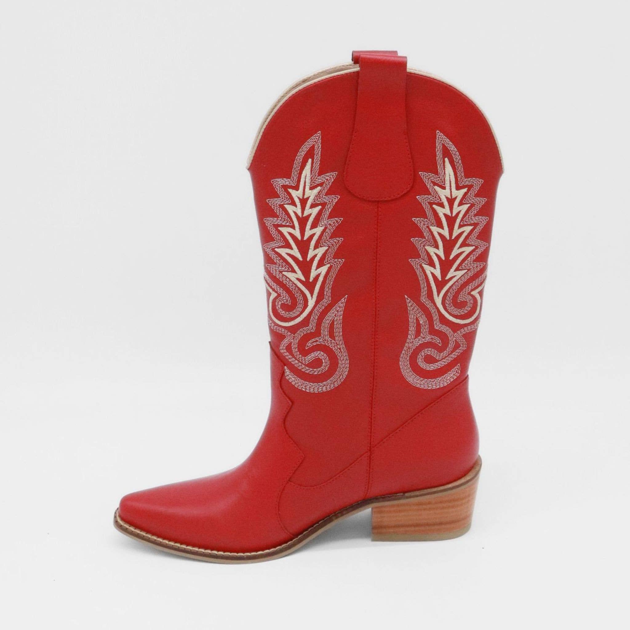 Loyal western cowboy women boots red leather womens shoes for wholesale on Faire6