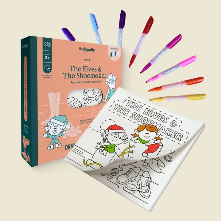 The Elves & The Shoemaker Tales - Reusable Colouring Book for wholesale by HeyDoodle AUS
