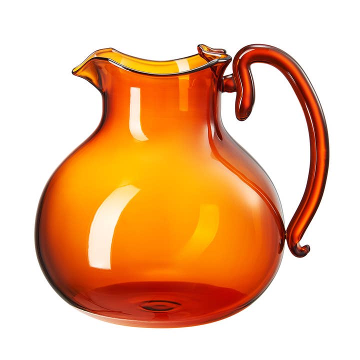 The Wine Savant / Khen Glassware - Wholesale Jug - Italian Design Amber Glass Jug Mouth-Blown Venetian Pitcher