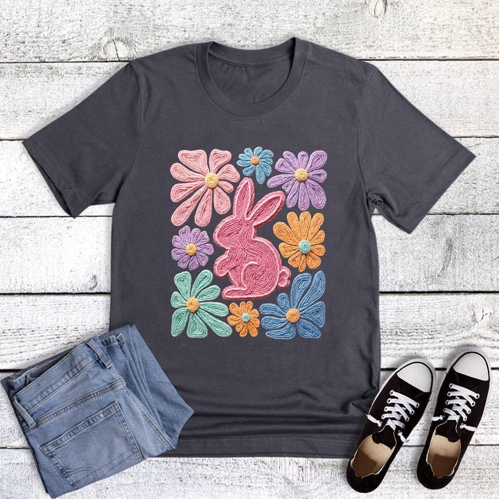 Pasen Boho Konijn Faux Sew Graphic T-shirt voor wholesale door The Way Down South