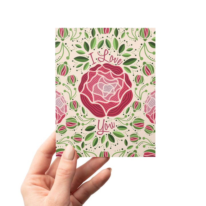 Carte de vœux recyclée pour la Saint-Valentin et l'anniversaire de Rose pour la vente par MASU