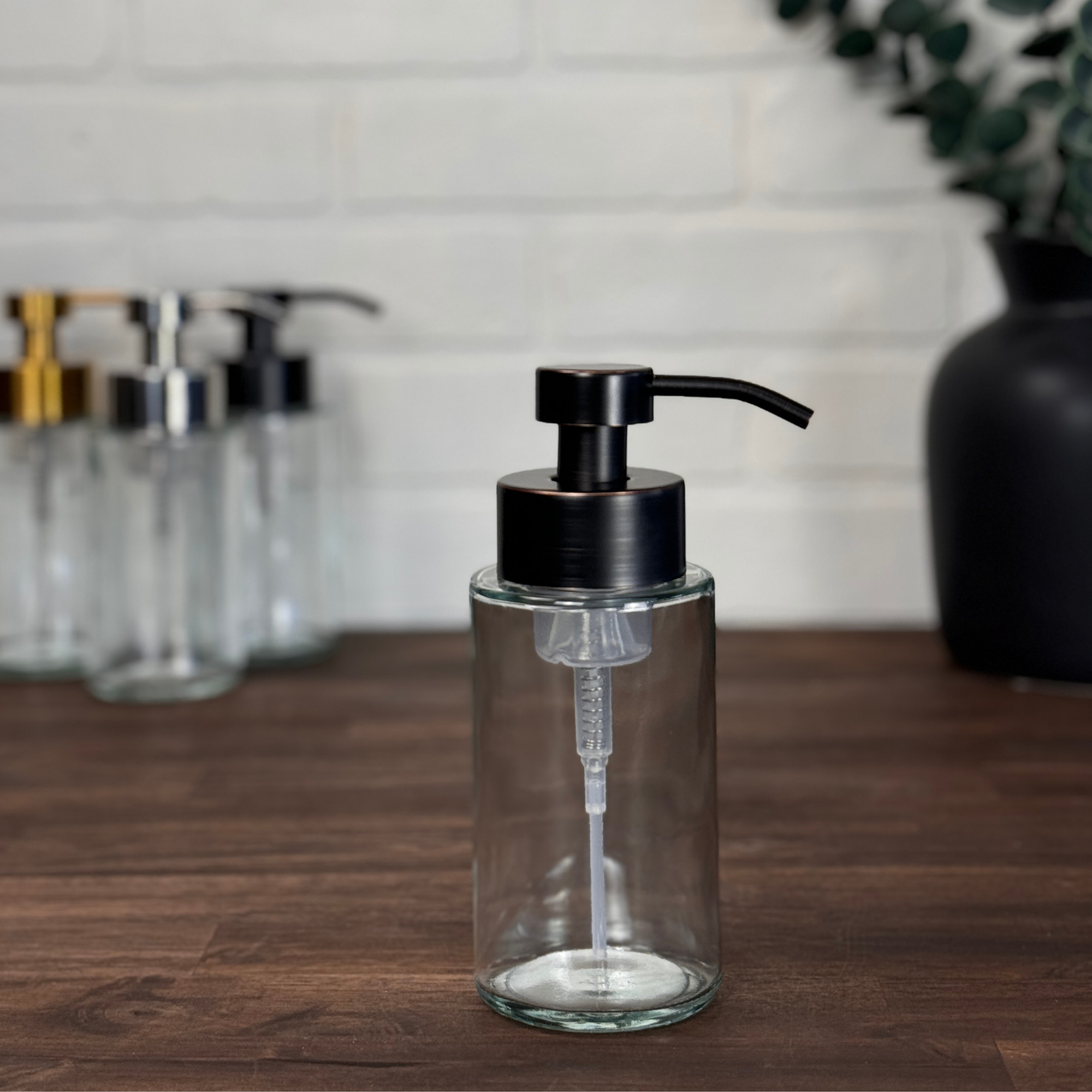 The Bottle Shoppe - Wholesale Soap Dispenser - Farmhouse Foaming Glass Soap Dispenser w/ metal pumps0