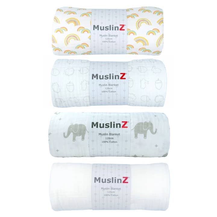 MuslinZ 3 Ply Cotton Muslin Blanket 120x120cm for wholesale by Muslinz - MerryGoRoundUK Ltd