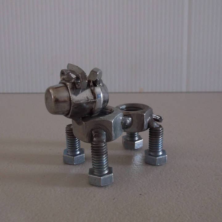 Creations Welded - Vendita all'ingrosso Statuette decorative - Pitbull, statuetta per cani in metallo, arte upcycled, cane in miniatura3